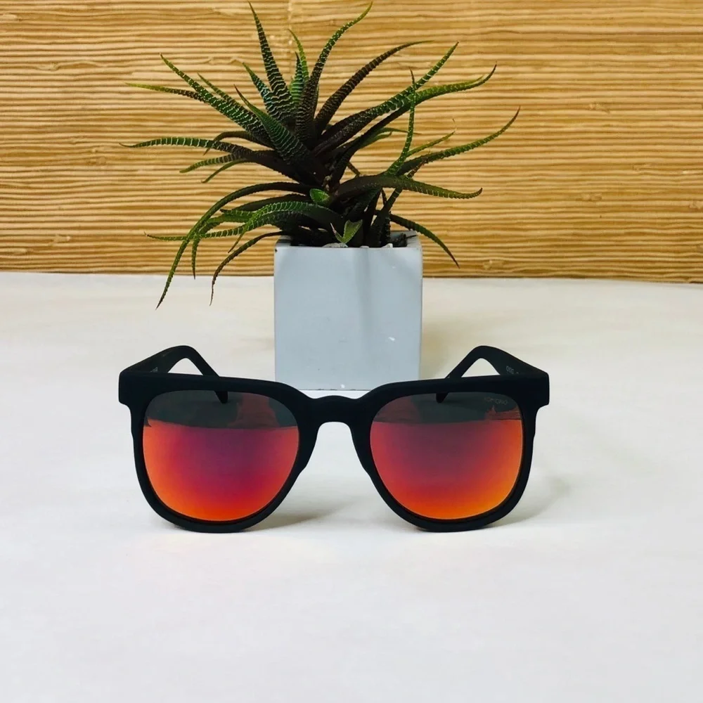 KOMONO Riviera Black Rubber Sunglasses NEW mirrored